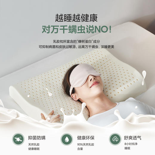 自然醒乳胶枕头天然泰国进口防螨护颈椎助睡眠单人记忆枕头枕芯 商品图2