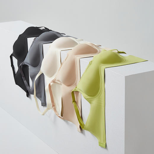 笔笔同款都市丽人Vbra内衣无尺码超薄3/4杯泳布文胸三排无钢圈LB36K9 商品图7