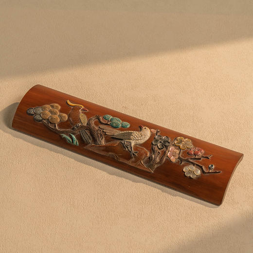 清 百宝嵌花鸟纹竹臂搁 商品图1