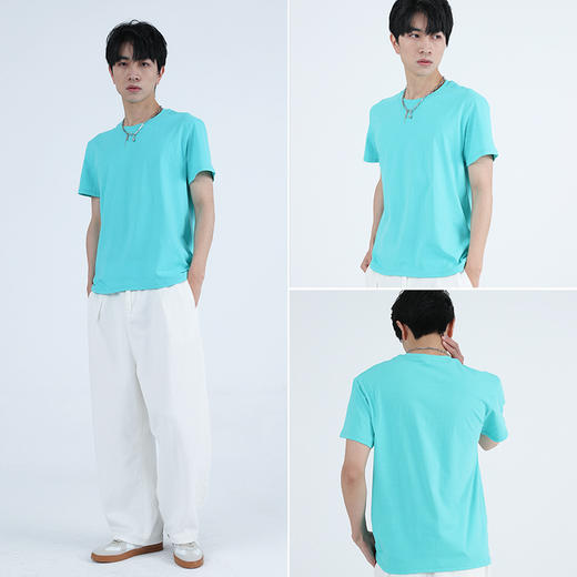 司纤纯色短袖 甄选新疆长绒棉 软软细腻 不易变形 不易起球 男女同款多色可选 商品图5