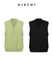HIDEMI 美利奴羊毛V领纽扣廓形针织背心 黑色/牛油果绿 商品缩略图1