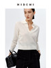 HIDEMI 美利奴羊毛系列polo式极简廓形针织毛衣 休闲灰/自然白 商品缩略图3