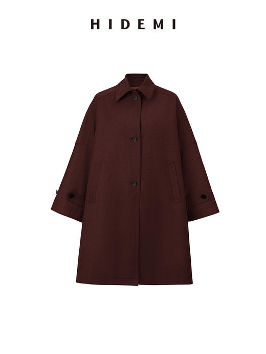 HIDEMI 大廓形伞状极简风衣 灰色/巧克力棕 商品图12