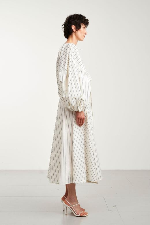 Palmer Harding  象牙白条纹灯笼袖腰带连衣裙 商品图2