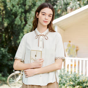 famecoco范可儿别致法式刺绣衬衫女春夏新款原创设计女装上衣FAB3BA001