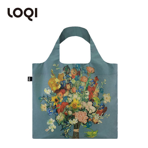 德国LOQI 博物馆系列 蓝底花束VGM.AB 时尚艺术环保万用袋 折叠大容量单肩手提购物袋承重40斤防泼水 VINCENT VAN GOGH 文森特·梵高 商品图2