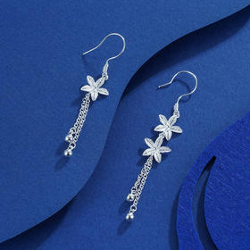 子佩集S990银【双锦】耳环【QFES018】不对称花丝2303