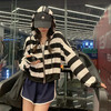 条纹连帽卫衣女薄款外套春秋新款港味宽松显瘦短款拉链上衣潮 商品缩略图6