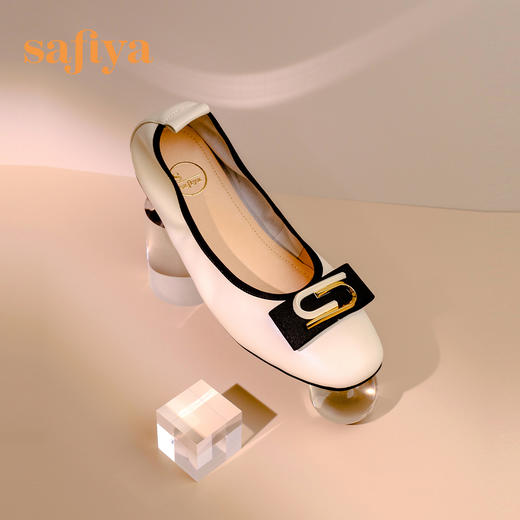 Safiya/索菲娅 2023年春季新款低跟羊皮浅口软皮气质S饰扣通勤单鞋 SF31111086 商品图8