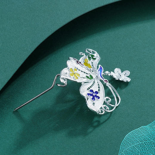 子佩集S990银彩蝶胸针【KLXZ001】(不含链)花丝珐琅彩蝴蝶2303 商品图2
