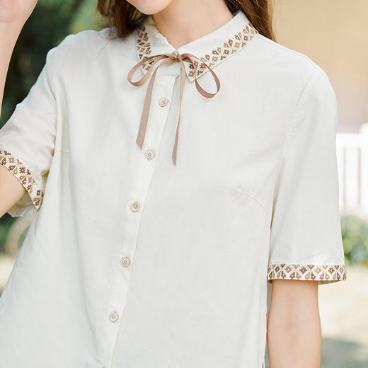 famecoco范可儿别致法式刺绣衬衫女春夏新款原创设计女装上衣FAB3BA001 商品图3