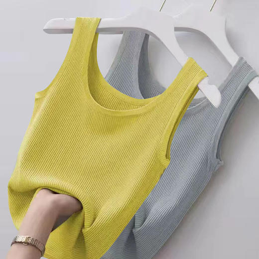 80-200斤冰丝吊带螺纹背心女修身外穿内搭打底衫无袖 商品图4