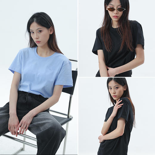 司纤纯色短袖 甄选新疆长绒棉 软软细腻 不易变形 不易起球 男女同款多色可选 商品图4