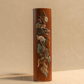 清 百宝嵌花鸟纹竹臂搁