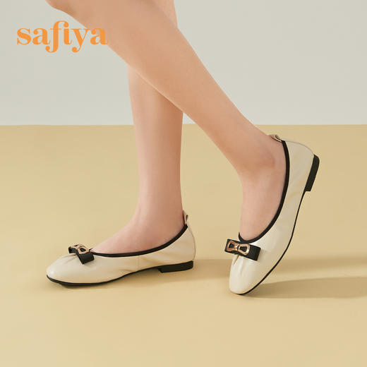 Safiya/索菲娅 2023年春季新款气质浅口软底气质舒适通勤蝴蝶结休闲单鞋SF31111121 商品图4