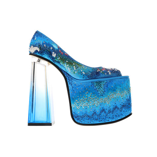 sheme羌族云上系列限量版手工刺绣烫钻方头厚水台新中式优雅单鞋可定制 商品图0