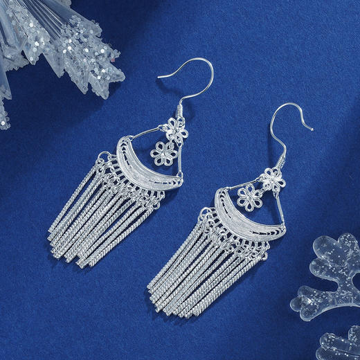 子佩集S990银【千丝雪】耳环【QFES024】花丝2303 商品图4