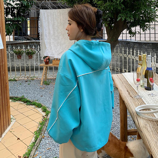 P&X设计师女装 2023春季新款 短款风衣学生连帽 823119774 绿色 商品图3