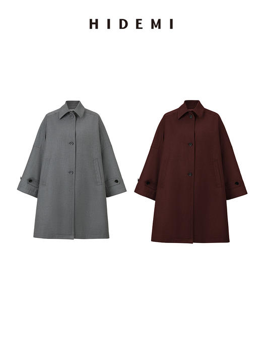HIDEMI 大廓形伞状极简风衣 灰色/巧克力棕 商品图10