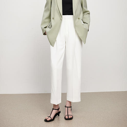 IN AND ON52998灰色休闲西装裤女春秋直筒垂感高腰九分裤哈伦萝卜裤子 商品图9