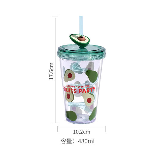 【韩国ins风可爱水果旋转吸管水杯480ml】夏日旋转吸管杯儿童塑料水杯，可爱造型儿童吸管杯，儿童宝宝礼品杯子夏季随手杯 商品图4