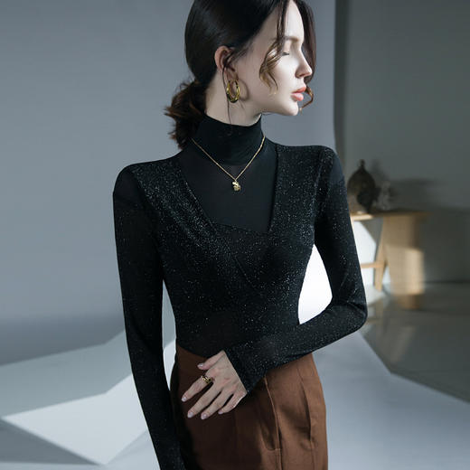 设计感网纱上衣，亮丝洋气欧货小衫FN2022822 商品图5