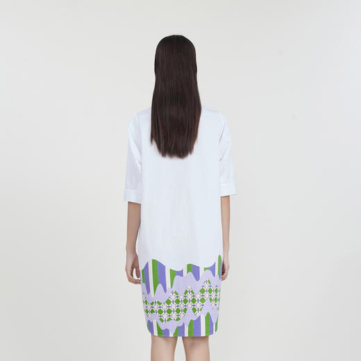 谜底衬衫式连衣裙23春新款下摆主题印花宽松中长裙分袖231ML0071 商品图2