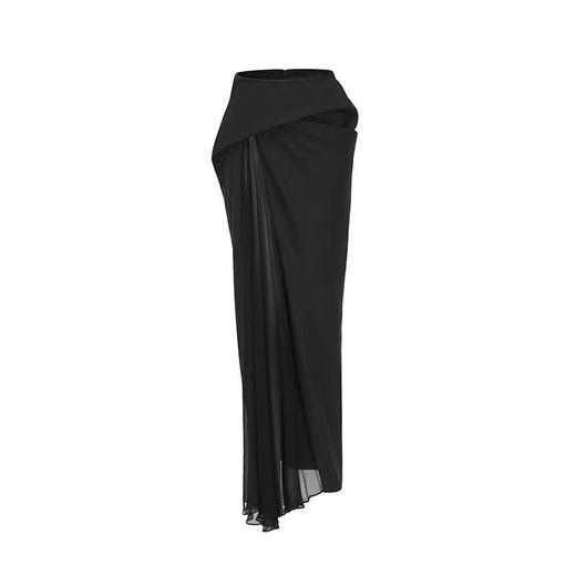 Oude Waag 卡其色/黑色雪纺拼接垂坠半身裙 商品图6