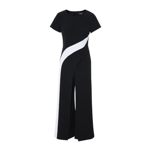 EITIE爱特爱夏新款经典黑白撞色显瘦OL阔腿简约百搭通勤连体裤B07120 商品图4