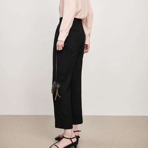 IN AND ON新款直筒裤女腰部细节显瘦质感休闲裤麻感华尔兹系列 商品图7