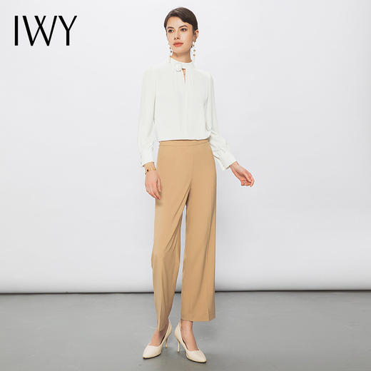 IWY/春夏季新款白色衬衫咖色西裤职业修身气质女神范套装工作服B13122+P13123 商品图5