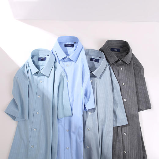 竹纤维条纹皱免烫衬衫 商品图2