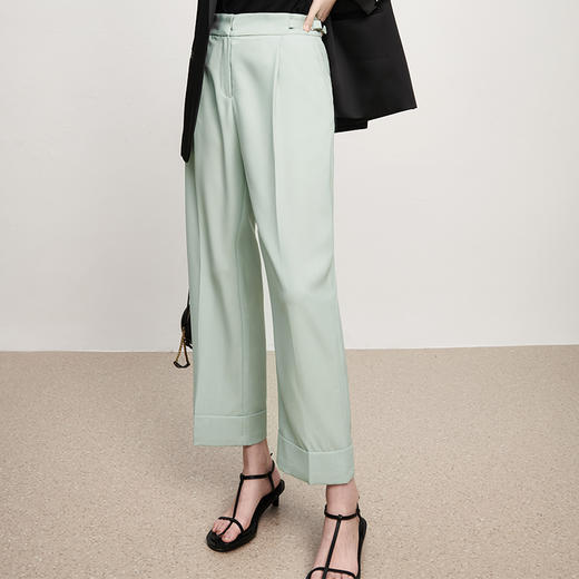 IN AND ON新款直筒裤女腰部细节显瘦质感休闲裤麻感华尔兹系列 商品图2