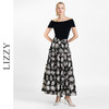 LIZZY 法式优雅玫瑰花海印花高腰中长款大摆a字半身裙7708 商品缩略图1
