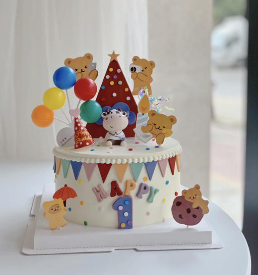 牛牛小熊周岁生日蛋糕 商品图0
