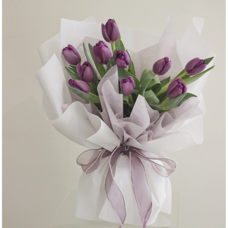《葡萄紫》-10枝紫色郁金香花束