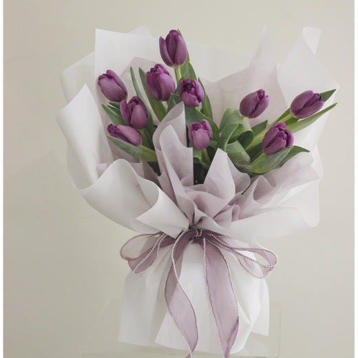 《葡萄紫》-10枝紫色郁金香花束 商品图0