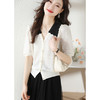 韩版拼色娃娃领，短袖针织开衫CC-AB86009 商品缩略图1