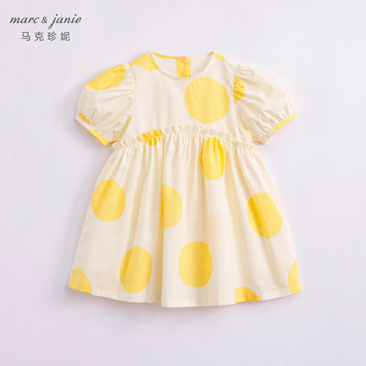 马克珍妮夏装新款 女童北欧风泡泡袖A字纯棉连衣裙230332 商品图1