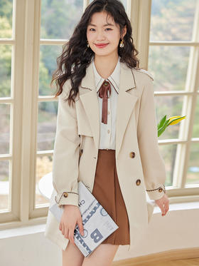 【专属特价】熙世界今年流行文艺韩系休闲风衣外套女中长款高级感大衣2025春装