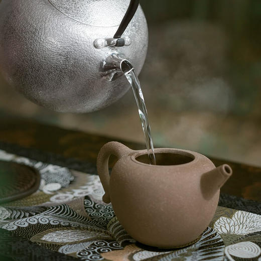 万仟堂 手工日式银壶 锤纹纯银S999 烧水壶家用煮水壶 茶道泡茶用 手工一张打银壶 纯手工锤纹初雪 商品图1
