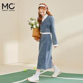 女装假两件小短外套搭配合体半裙牛仔两件套-238802S3212012