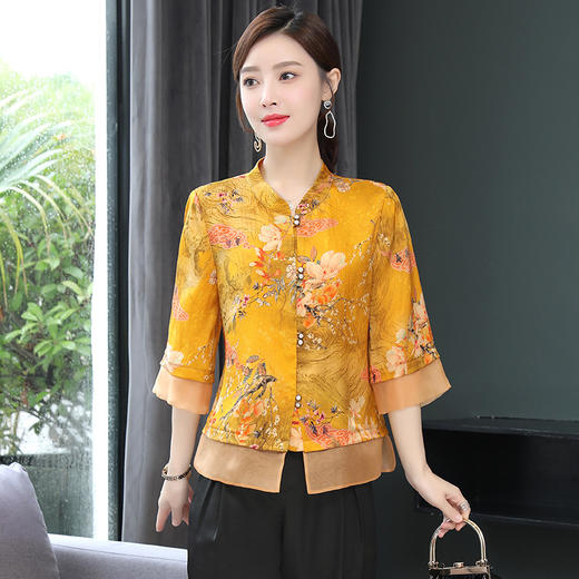 ASE-653印花气质立领真丝衬衫 商品图5