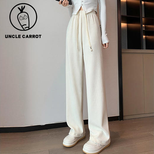 「四款配色！2023新款」萝卜大叔欧棉绒阔腿裤女 2023春秋直筒休闲小个子灰色拖地裤女下装 商品图0