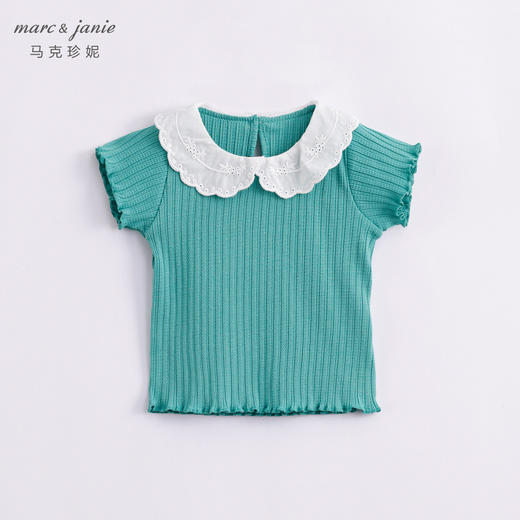 DD马克珍妮夏装新款 女童绣花娃娃领针织纯棉短袖T恤230679 商品图2