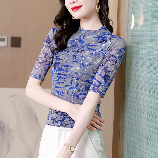 KQL 520N9875大码网纱双层中袖百搭t恤 商品图2