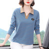 百媚生 蓝色条纹长袖polo衫6750 商品缩略图0
