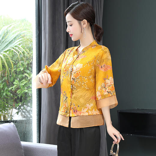 ASE-653印花气质立领真丝衬衫 商品图2