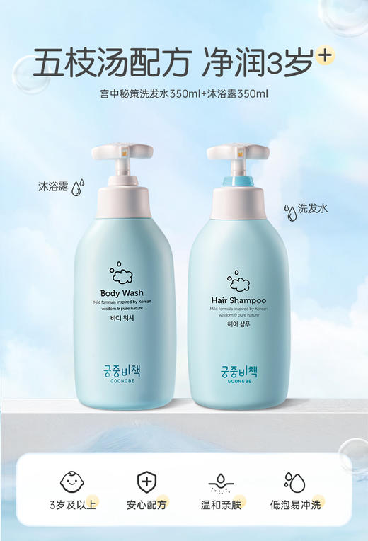 【中欧班列精选】韩国宫中秘策洗发水/沐浴露 原装进口儿童沐浴洗发无泪配发宝宝专用洗发水/沐浴露 350ml/瓶WHBX 商品图2
