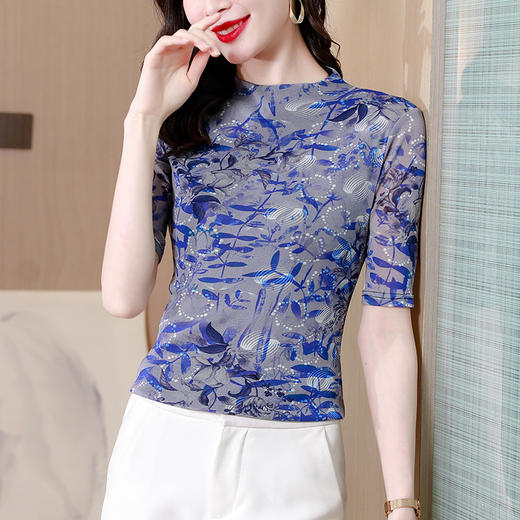 KQL 520N9875大码网纱双层中袖百搭t恤 商品图1